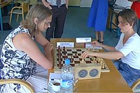 Annemarie Meier (left), 2003 at the German Women's Chess Championship in Altenkirchen (Westerwald) Annemarie Meier 2003 Altenkirchen.jpg