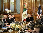 Antony Blinken, United States Secretary of State and U.S. Secretary of the Department of Homeland Security Alejandro Mayorkas meet with Mexico President Andres Manuel Lopez Obrador and the Mexican Security Cabinet in Mexico City on December 27, 2023.jpg