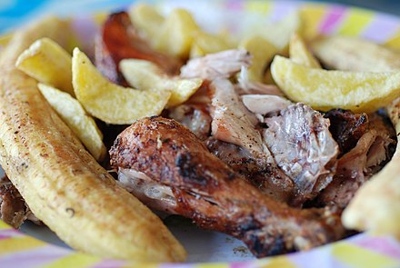 A typical lunch of chicken and potatoes