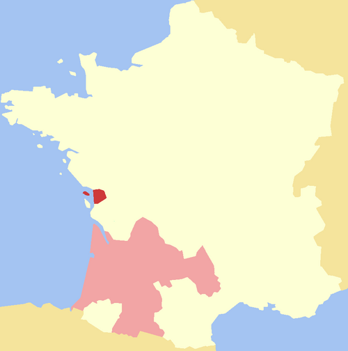Aunis (deep red), shown with Aquitaine (pink).