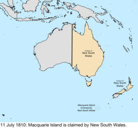 British territorial claims in Australasia in 1810.