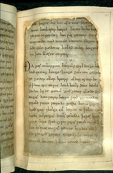 Remounted page, British Library Cotton Vitellius A.XV