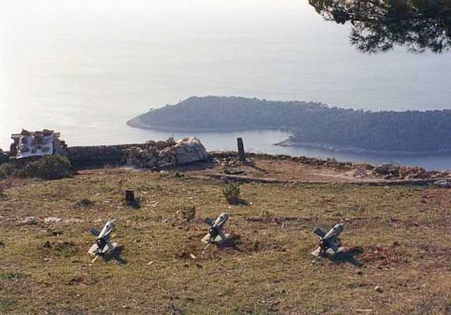 Yugoslav People's Army Malyutkas overlooking Dubrovnik during its siege, December 1991