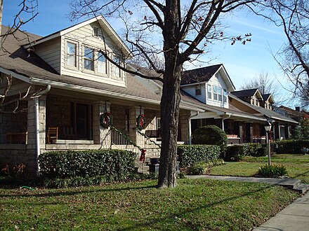 Rows of bungalows in the Belmont-Hillsboro neighborhood of Nashville, Tennessee, United States