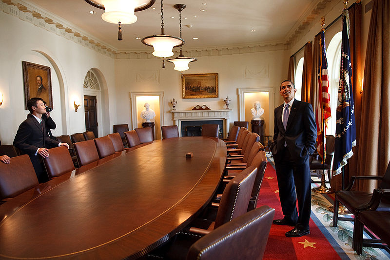 File:Barack Obama touring in the Cabinet Room.jpg