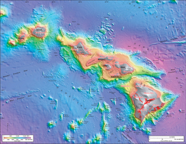 Bathymetric map of Hawaiian islands