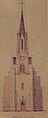 R. Vogdt: Erster Bauplan zur Turmfront der Kirche St. Johannes und Paulus (Beckingen) aus dem Jahr 1859 (Pfarrarchiv)