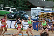 Deutsch: Beachhandball Europameisterschaften 2019 (Beach handball Euro); Tag 3: 4. Juli 2019 – Frauen, Platzierungsrunde Gruppe IV, Russland-Slowenien 2:0 (18:11, 20:16) English: Beach handball Euro; Day 3: 4 July 2019 – Women Consolation Round Group IV – Russia-Slovenia 2:0 (18:11, 20:16)