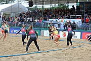 Deutsch: Beachhandball Europameisterschaften 2019 (Beach handball Euro); Tag 5: 6. Juli 2019 – Frauen, Platzierungsspiel für die Ränge 9–12, Deutschland-Polen 2:1 (22:23, 19:16, 7:6) English: Beach handball Euro; Day 5: 6 July 2019 – Placement Match/Cross Match for rank 9–12 Women – Germany-Poland 2:1 (22:23, 19:16, 7:6)