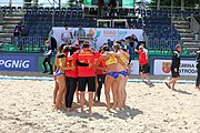 Deutsch: Beachhandball Europameisterschaften 2019 (Beach handball Euro); Tag 3: 4. Juli 2019 – Frauen, Hauptrunde Gruppe II, Deutschland-Spanien 1:2 (18:24, 24:14, 8:9) English: Beach handball Euro; Day 3: 4 July 2019 – Women Main Round Group II – Germany-Spain 1:2 (18:24, 24:14, 8:9)