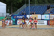 Deutsch: Beachhandball Europameisterschaften 2019 (Beach handball Euro); Tag 2: 3. Juli 2019 – Frauen, Vorrunde Gruppe D, Ukraine-Deutschland 2:0 (23:22, 32:24) English: Beach handball Euro; Day 2: 3 July 2019 – Women Preliminary Round Group D – Ukraine-Germany 2:0 (23:22, 32:24)