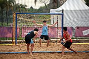 Deutsch: Beachhandball bei den Olympischen Jugendspielen 2018; Tag 6, 12. Oktober 2018; Jungen, Platzierungssspiel Ränge 9-10 – Chinese Taipei (Taiwan)-Uruguay 2:1 English: Beach handball at the 2018 Summer Youth Olympics at 12 October 2018 – Boy's Placement Match 9-10 – Chinese Taipei (Taiwan)-Uruguay 2:1