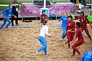 Deutsch: Beachhandball bei den Olympischen Jugendspielen 2018; Tag 6, 12. Oktober 2018; Mädchen, Platzierungsrundenspiel – Russland-Venezuela 2:0 English: Beach handball at the 2018 Summer Youth Olympics at 12 October 2018 – Girl's Consolation Round – Russland-Venezuela 2:0