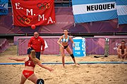 Deutsch: Beachhandball bei den Olympischen Jugendspielen 2018; Tag 5, 10. November 2018; Mädchen, Hauptrunde - Kroatien-Argentinien 1:2 English: Beach handball at the 2018 Summer Youth Olympics at 11 October 2018 – Girls Main Round – Croatia-Argentina 1:2