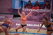 Deutsch: Beachhandball bei den Olympischen Jugendspielen 2018; Tag 5, 10. November 2018; Mädchen, Hauptrunde - Chinese Taipei (Taiwan)-Niederlande 1:2 English: Beach handball at the 2018 Summer Youth Olympics at 11 October 2018 – Girls Main Round – Chinese Taipei (Taiwan)-Netherlands 1:2