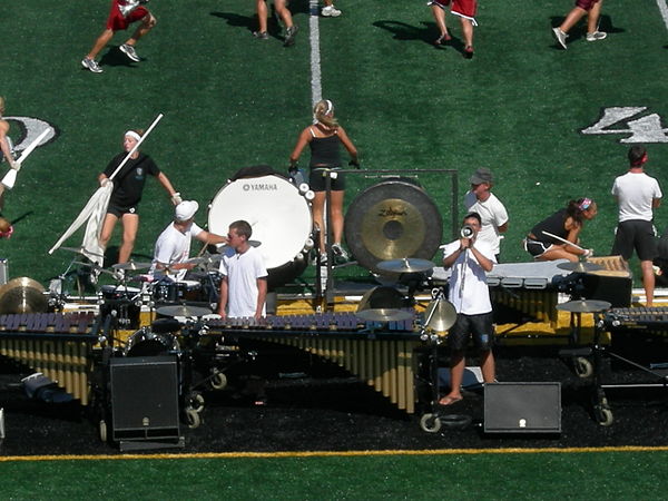 The Bluecoats pit used thematic vocal amplification in their 2007 performance, "Criminal."