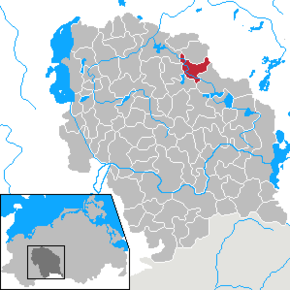 Lage von Borkow im Landkreis Parchim