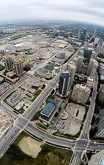 Aerial view of Burnhamthorpe in Mississauga City Centre BurnhamthorpeAerialMCC.jpg