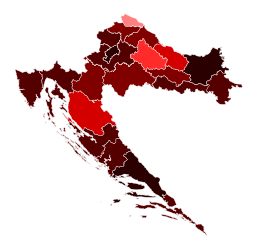 COVID-19 Outbreak Number of Cases in Croatia by County.svg