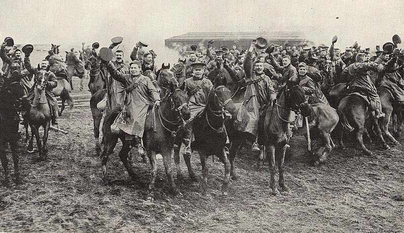 File:Canadian Cavalry Cheering King George V after a royal inspection at their camp on the Salisbury Plain 1915.jpg