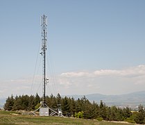 Cell phone tower atop a mountain near the village of Lozen, Sofia, Bulgaria.