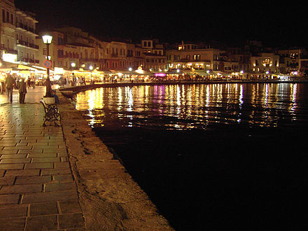 Chania Harbour at night