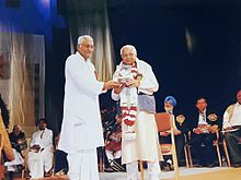 at Sahitya Akademi Award ceremony with Vishwanath Prasad Tiwari, New Delhi, 2013