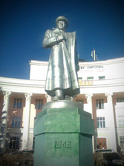 Choibalsan's statue stands in front of the National University in Ulaanbaatar.