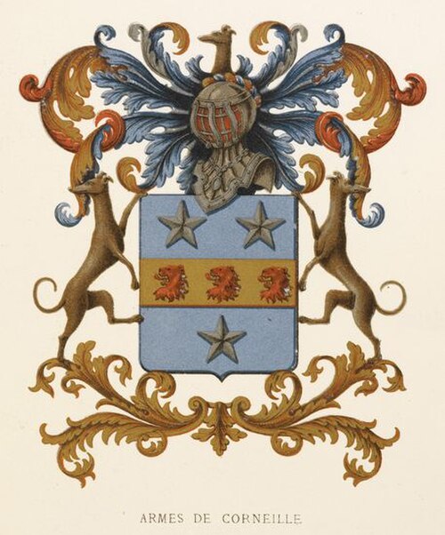 Coat of arms of the Corneille family, which dates back to 1637