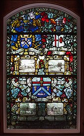 Stained glass window commemorating The Honourable The Irish Society Coleraine Town Hall Memorial Window Irish Society 2014 09 13.jpg