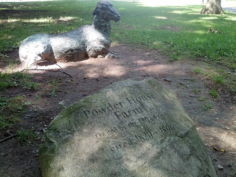 File:Commemorative stone at the former site of Powderhouse Farm.jpg