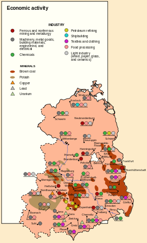 Map of the East German economy DDR economy-en.svg