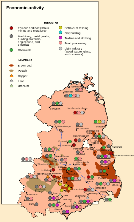 Map of the East German economy DDR economy-en.svg