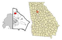 DeKalb County Georgia Obszary zarejestrowane i nieposiadające osobowości prawnej Chamblee Highlighted.svg