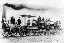 The DeWitt Clinton as it would have appeared on its inaugural run in 1831. DeWitt Clinton (locomotive).jpg