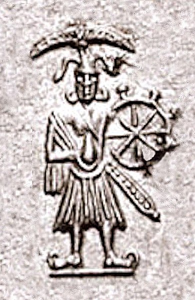 File:Deity Krishna-Vasudeva on a coin of Agathocles of Bactria 190-180 BCE.jpg