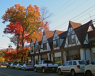 Stores opposite train station in downtown Short Hills, 2007