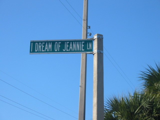 I Dream of Jeannie Lane sign in Cocoa Beach, Florida