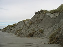 Duinafslag op Ameland na de storm in november 2007