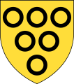 Arms of Lowther, Earl of Lonsdale: Or, six annulets sable 3,2,1