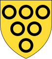 Arms of Lowther, Earl of Lonsdale: Or, six annulets sable 3,2,1