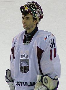 Edgars Masalskis played nine games for Latvia in three Olympics. Edgars Masalskis 2008.jpg