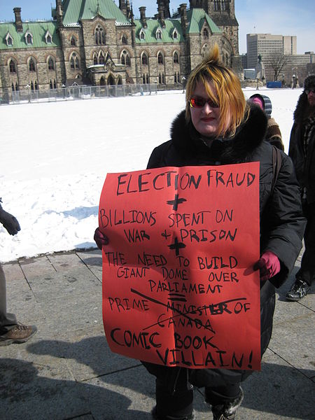 File:Election fraud protester on Parliament Hill.jpg