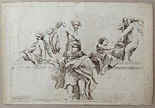 Apostle and four angels: from a set of 15 etchings (1642) by Giovanni Battista Vanni; based on Correggio's fresco in Parma Cathedral Etching by Giovanni Battista Vanni, after Correggio's fresco in Parma Cathedral.jpg