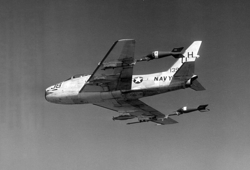 File:FJ-4 VU-7 with towed aerial targets 1960.jpg