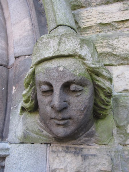 File:Female stone head on Christ Church west doorway - geograph.org.uk - 1546852.jpg