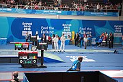 Deutsch: Fechten bei den Olympischen Jugend-Sommerspielen 2018: Tag 1, 7. Oktober 2018, Jungen, Säbel, Runde der letzten 16 - Matias Ríos (ARG) Vs Robert Vidovszky (USA) 10:15 English: Fencing at the 2018 Summer Youth Olympics – Boys' sabre Round of 16 – Matias Ríos (ARG) Vs Robert Vidovszky (USA) 10:15