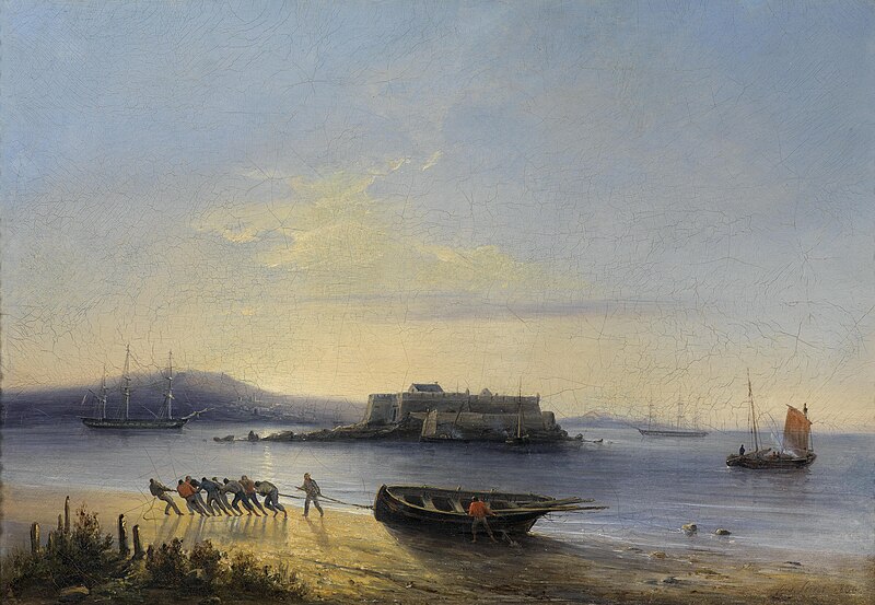 File:Ferdinand Victor Perrot - Virage de la longue barque sur la plage.jpg