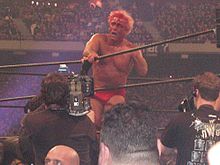 A bloodied Flair at WrestleMania X8 in 2002. Flairwmx8blood.jpg