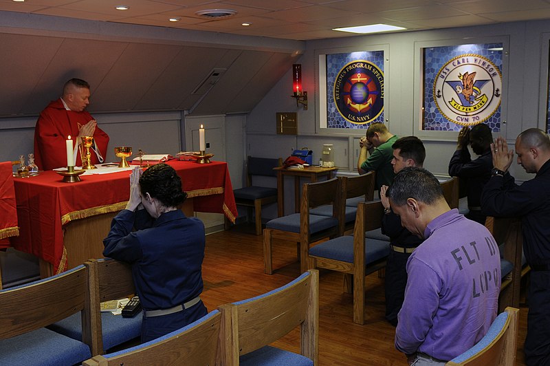 File:Flickr - Official U.S. Navy Imagery - A chaplain leads Roman Catholic Mass in the ship’s chapel..jpg